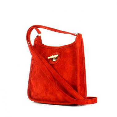 Sac bandoulière Hermes en daim rouge