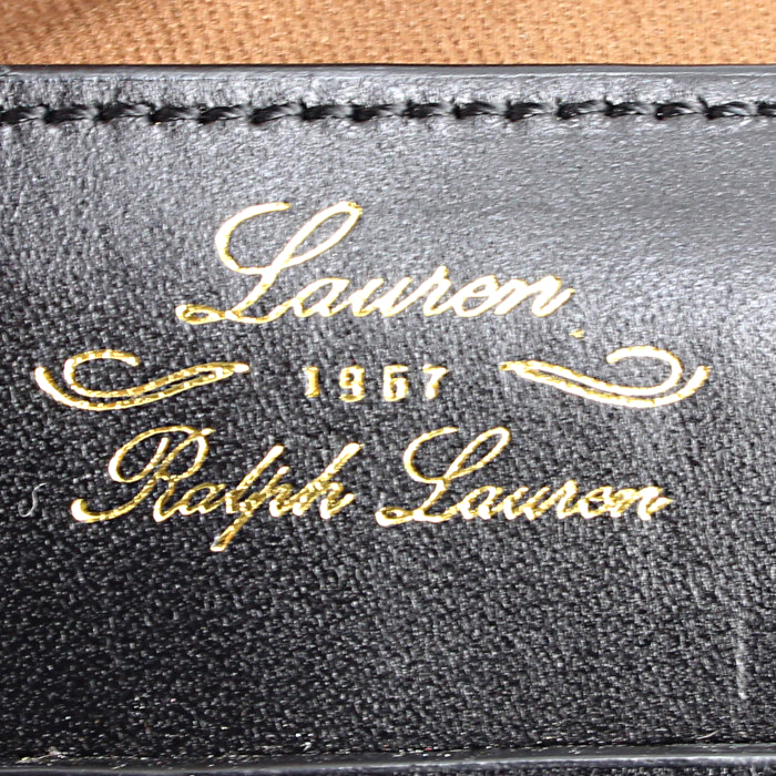 Ralph Lauren handbag in black and brown canvas - Detail D3