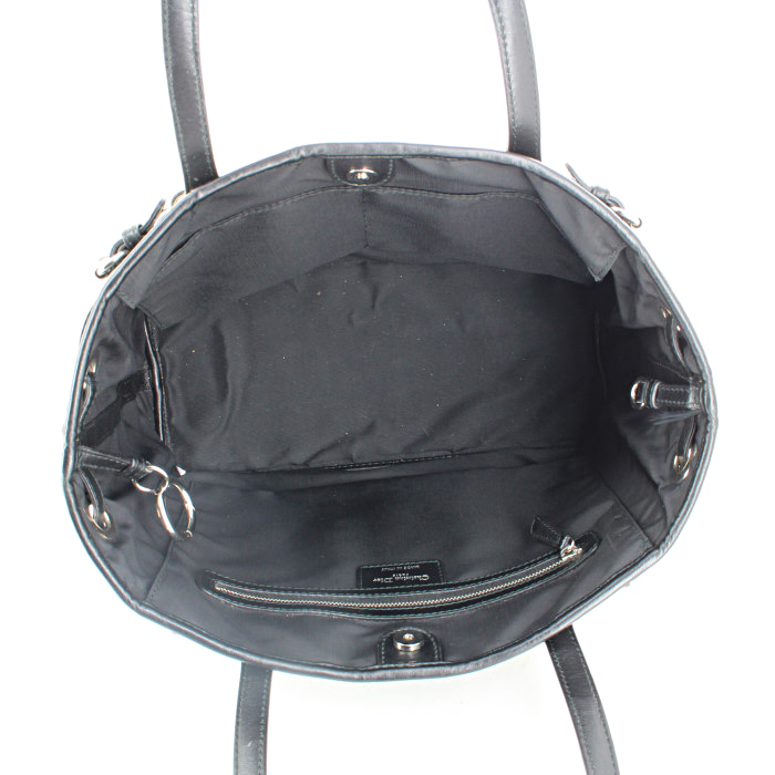 Dior Panarea small model handbag in black canvas cannage and black leather - Detail D2