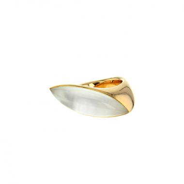 Bague Vhernier Fuseau en or jaune,  cristal de roche et nacre blanche