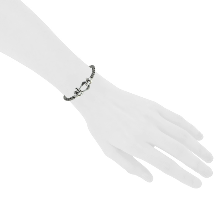 Bracelet Fred Force 10 grand modèle en or blanc et acier - Detail D1