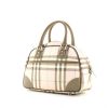 Burberry small model handbag in beige and pink Haymarket canvas and taupe leather - 00pp thumbnail