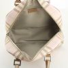 Burberry small model handbag in beige and pink Haymarket canvas and taupe leather - Detail D2 thumbnail