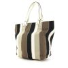 Salvatore Ferragamo shopping bag in black, brown, beige and white canvas and white leather - 00pp thumbnail