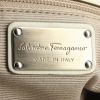 Salvatore Ferragamo shopping bag in black, brown, beige and white canvas and white leather - Detail D3 thumbnail