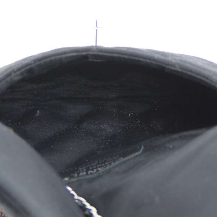 Bolso bandolera Chanel Mini Timeless en tejido jersey negro - Detail D2