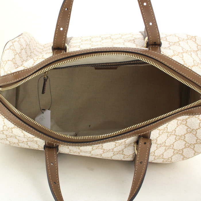 Bolso de mano Gucci en lona Monogram beige y cuero marrón - Detail D3