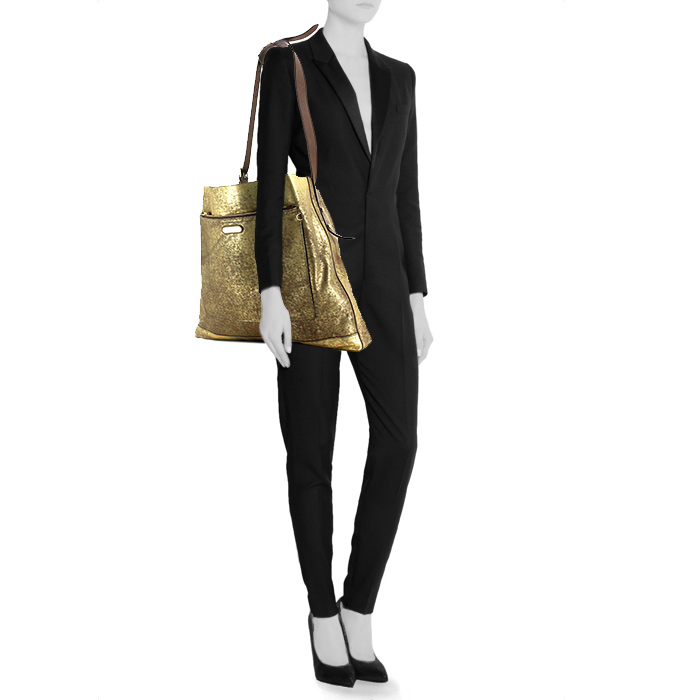 Ralph Lauren shoulder bag in gold leather - Detail D1