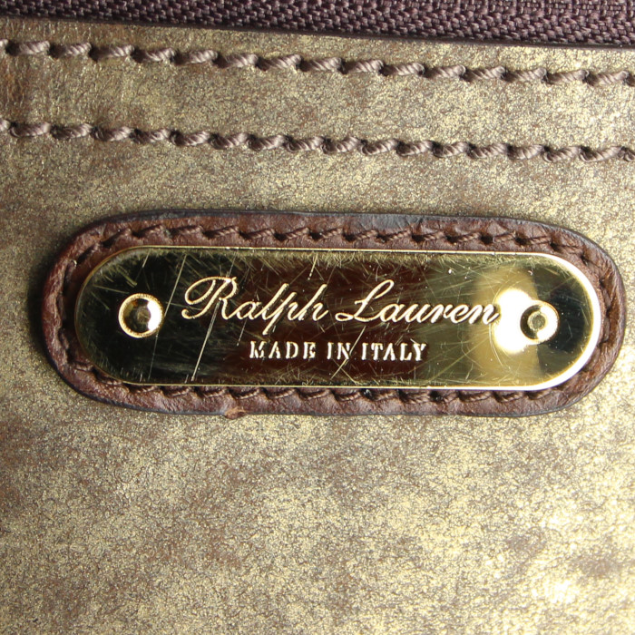 Sac bandoulière Ralph Lauren en cuir doré - Detail D3