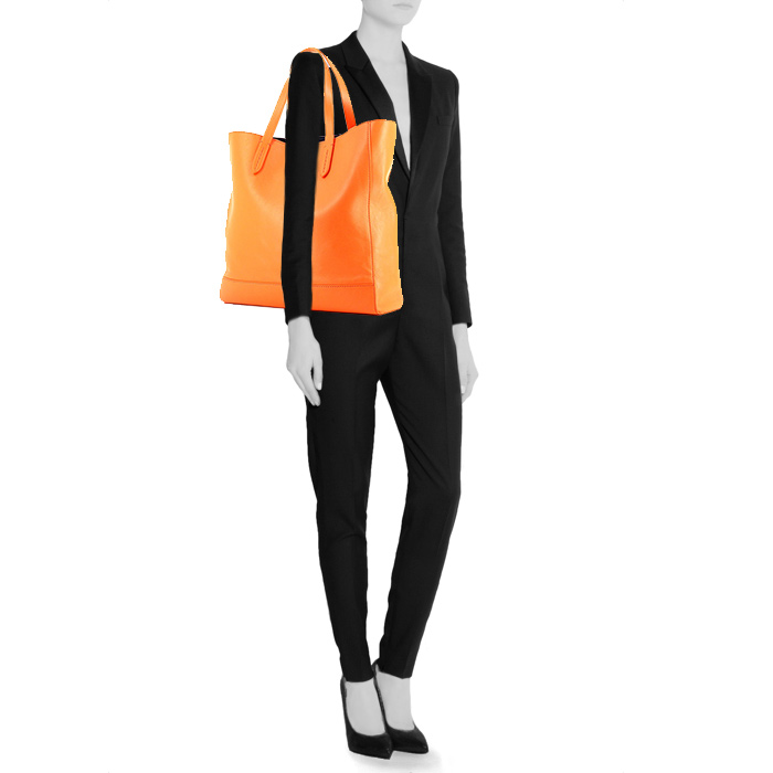 Ralph Lauren shopping bag in orange leather - Detail D1