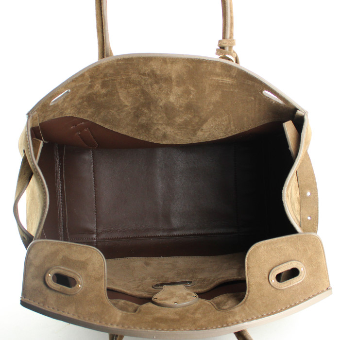 Ralph Lauren Ricky large model shopping bag in brown suede - Detail D2