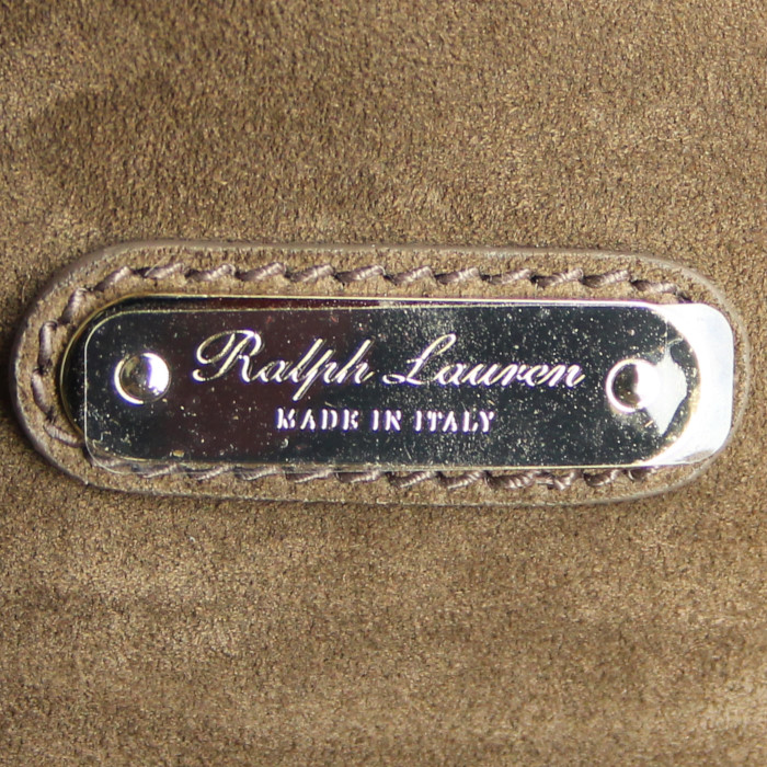 Sac cabas Ralph Lauren Ricky grand modèle en daim marron - Detail D3