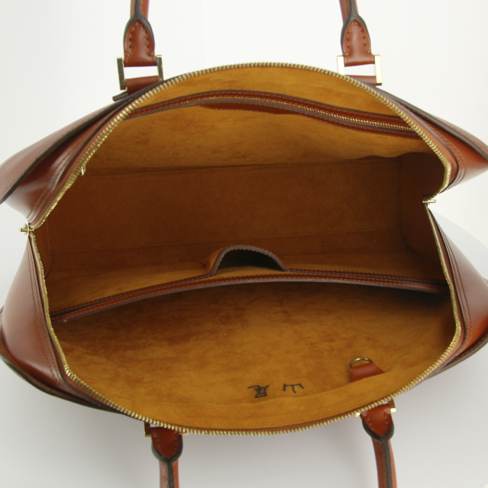 Sac de week end Louis Vuitton Sorbonne en cuir épi marron - Detail D2