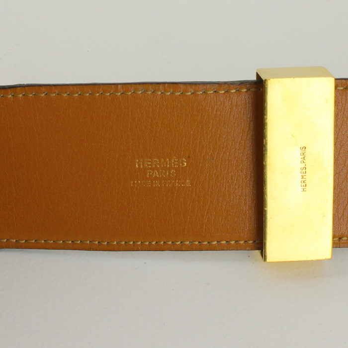 Hermes Médor belt in gold ostrich leather - Detail D1