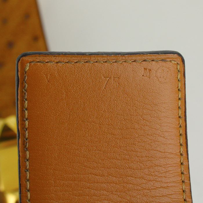 Hermes Médor belt in gold ostrich leather - Detail D2