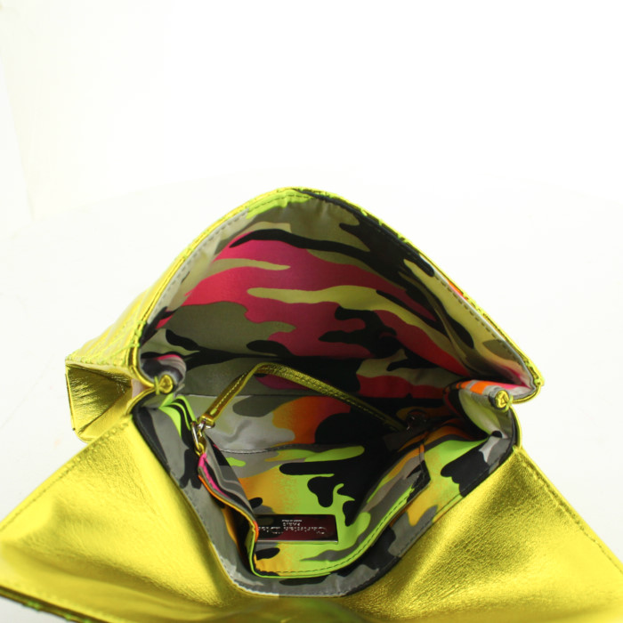 Bolsito de mano Dior Anselme Reyle en cuero cannage amarillo - Detail D2