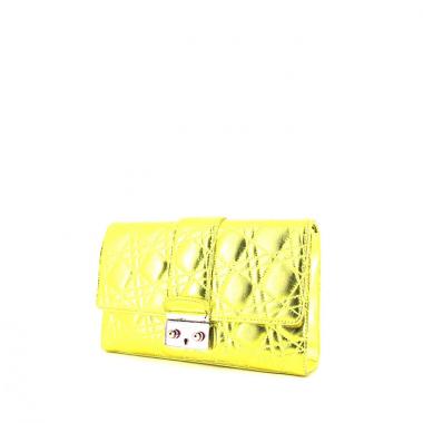 Bolsito de mano Dior Anselme Reyle en cuero cannage amarillo