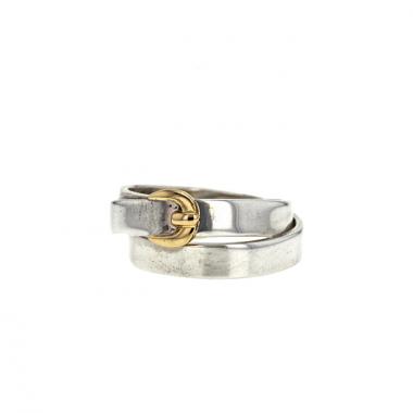 Hermes ring Débridée in silver and yellow gold