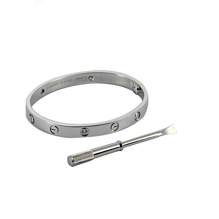 Brazalete Cartier Love en oro blanco y diamantes - Detail D2