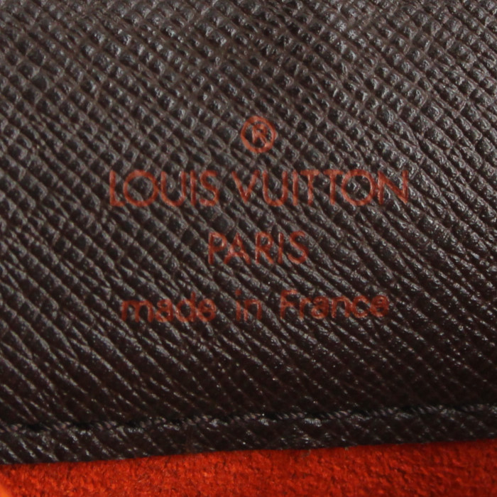 Louis Vuitton shoulder bag in ebene damier canvas and brown leather - Detail D3