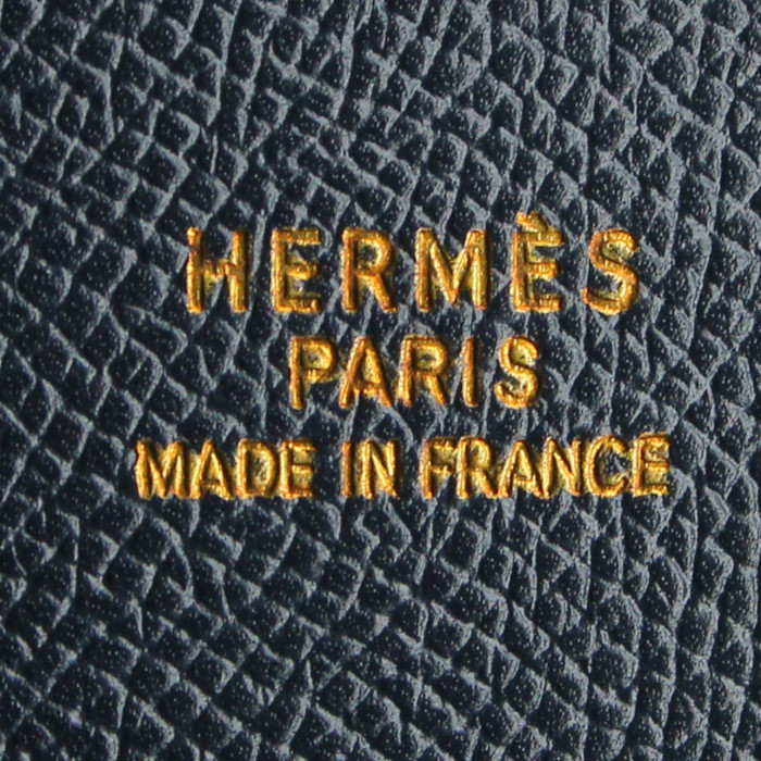 Sac à main Hermes White Bus en cuir epsom bleu-foncé - Detail D4