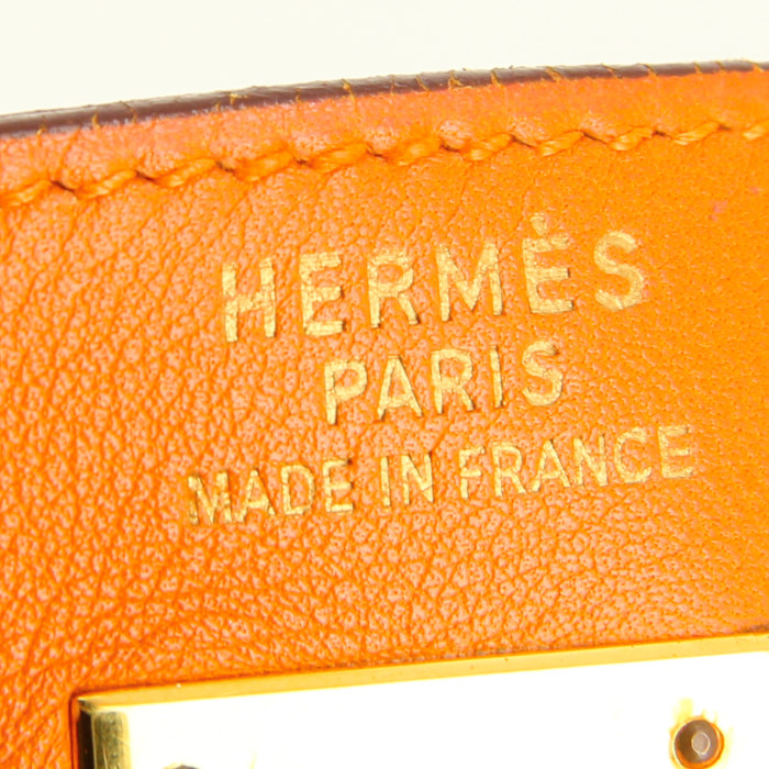 Sac à main Hermes Kelly 35 cm en cuir Swift orange - Detail D4