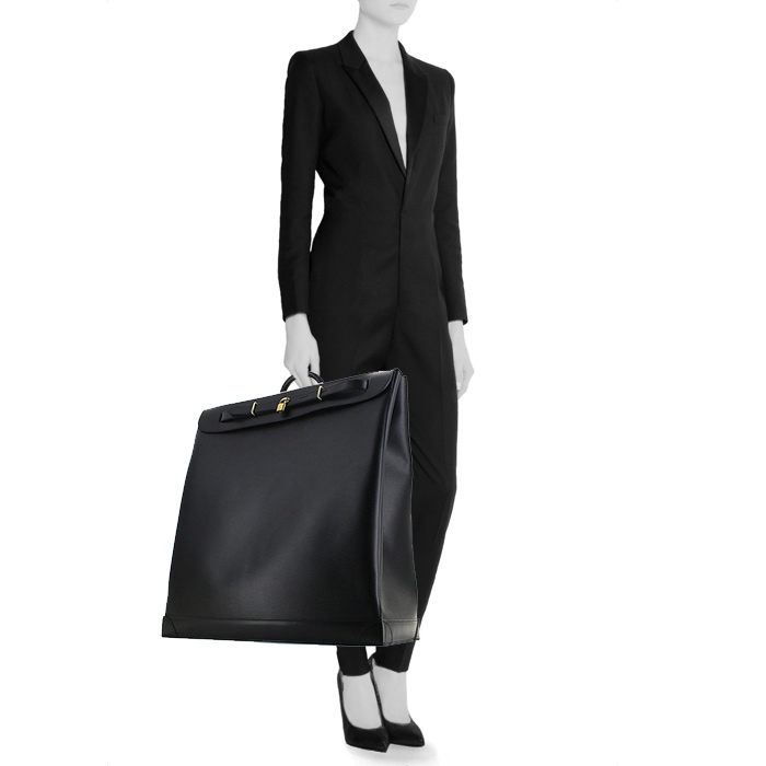 Louis Vuitton Steamer Bag - Travel Bag travel bag in black epi leather - Detail D1