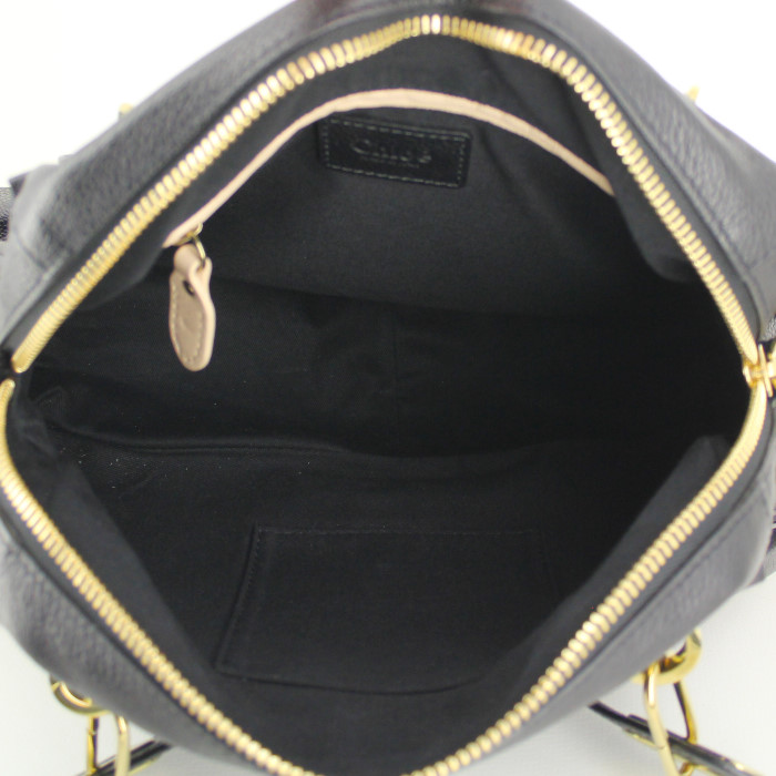 Sac à main Chloé Paraty en cuir grainé noir - Detail D3