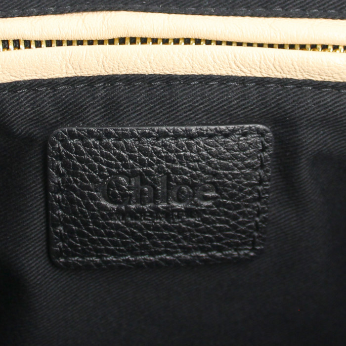 Sac à main Chloé Paraty en cuir grainé noir - Detail D4