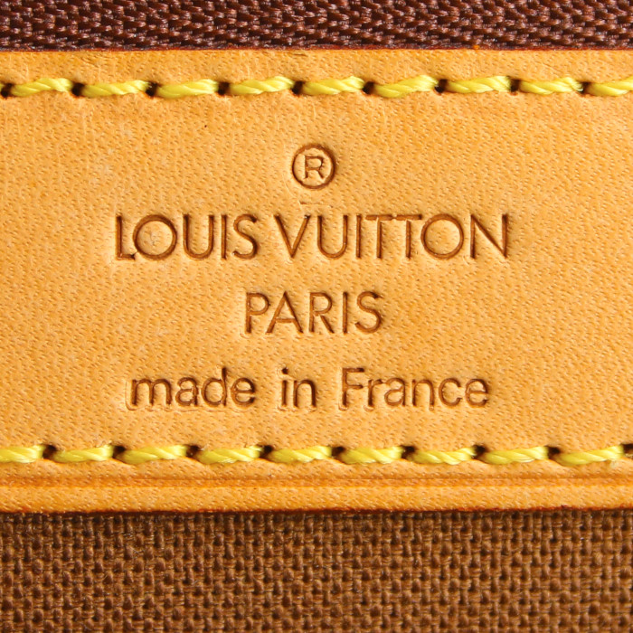 Porta-documentos Louis Vuitton en lona Monogram marrón y cuero natural - Detail D3