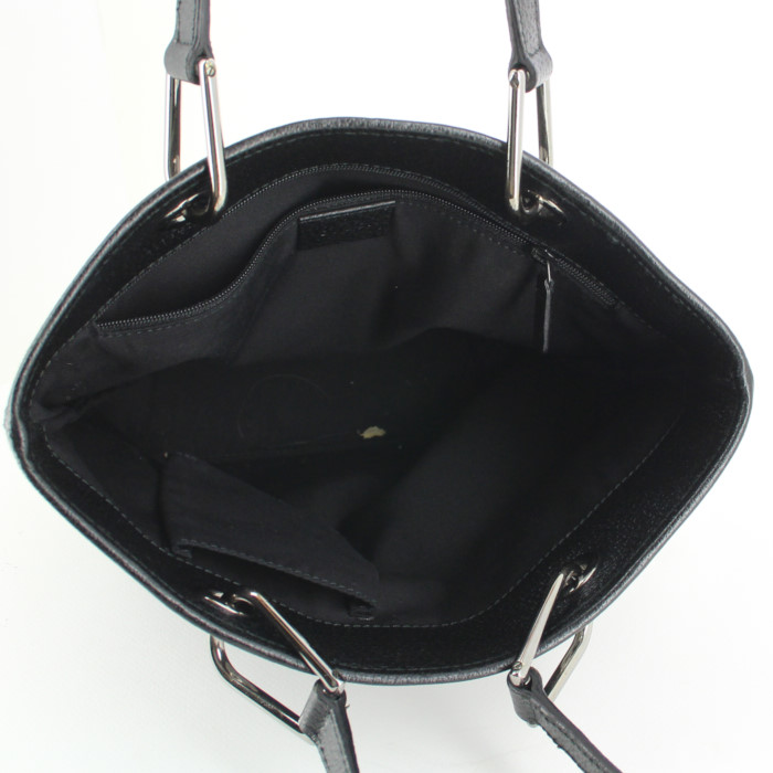 Gucci shopping bag in black monogram canvas and black leather - Detail D2