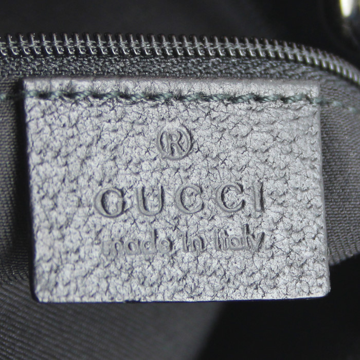 Gucci shopping bag in black monogram canvas and black leather - Detail D3
