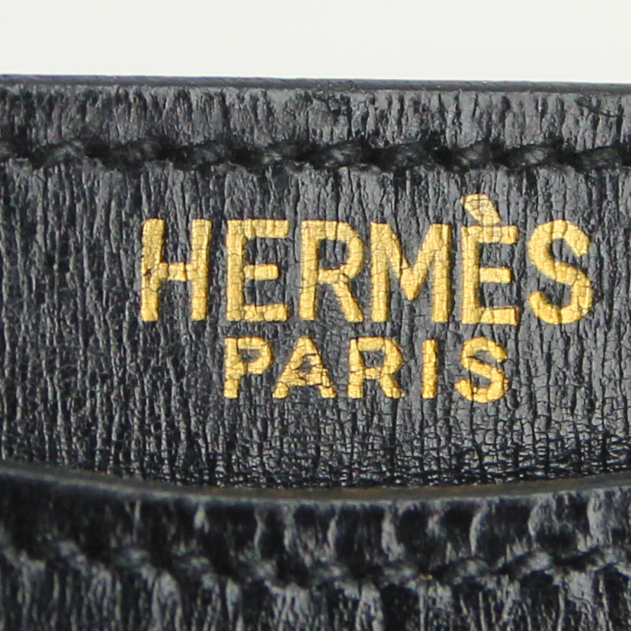 Bolso para llevar al hombro Hermes en cuero box negro - Detail D4