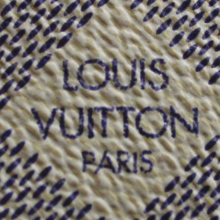 Louis Vuitton handbag/clutch in azur damier canvas and natural leather - Detail D4
