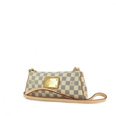 Borsa/pochette in tela cerata con motivo a scacchi e pelle naturale