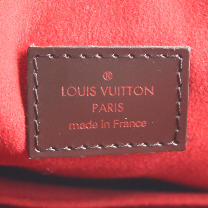 Louis Vuitton handbag in damier canvas and brown leather - Detail D4