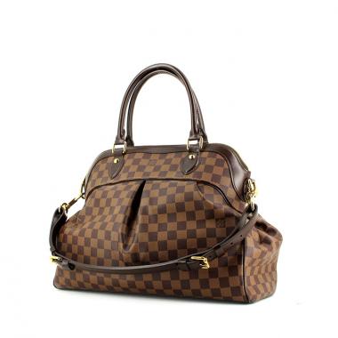 Louis Vuitton handbag in damier canvas and brown leather