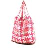 Sac cabas Hermes Silky Pop - Shop Bag en toile imprimée rose rouge et blanche et cuir rouge - 00pp thumbnail