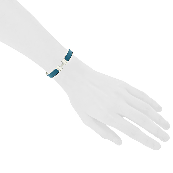 Hermes Clic Clac opening small model bracelet in palladium and enamel - Detail D1