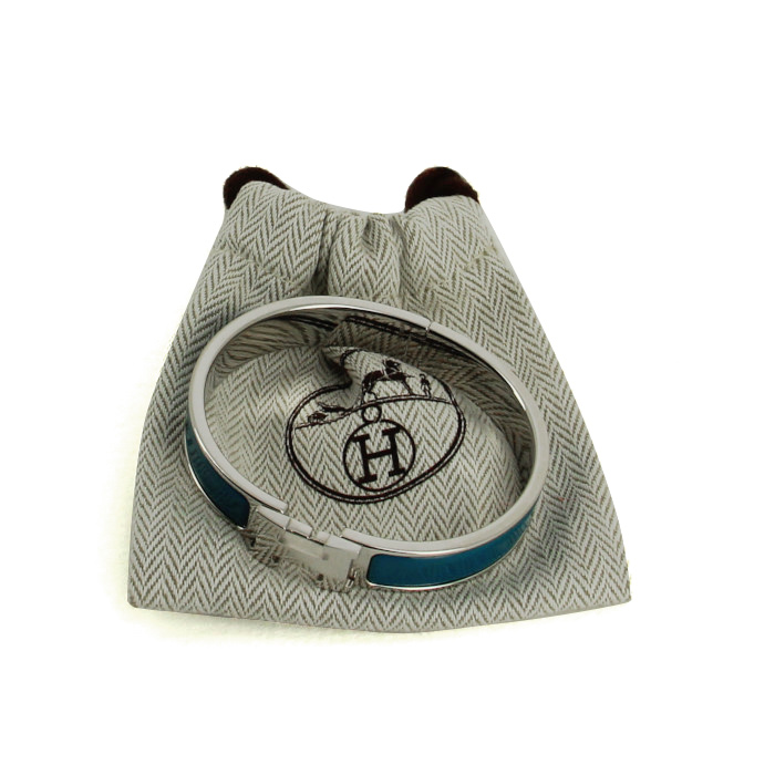 Bracelet ouvrant Hermes Clic Clac petit modèle en palladium et émail turquoise