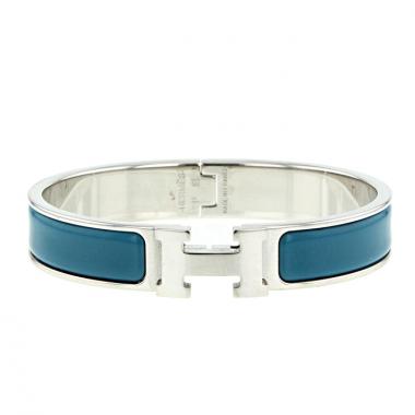 Hermes Clic Clac opening small model bracelet in palladium and enamel