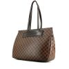 Shopping bag in ebene damier canvas and brown leather - 00pp thumbnail