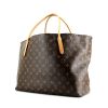 Shopping bag in tela monogram cerata marrone e pelle naturale - 00pp thumbnail