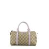 Gucci Speedy handbag in beige monogram canvas and mauve leather - 360 thumbnail