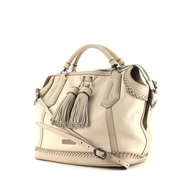 Sac à main Burberry Ellers en cuir grainé beige et étoupe