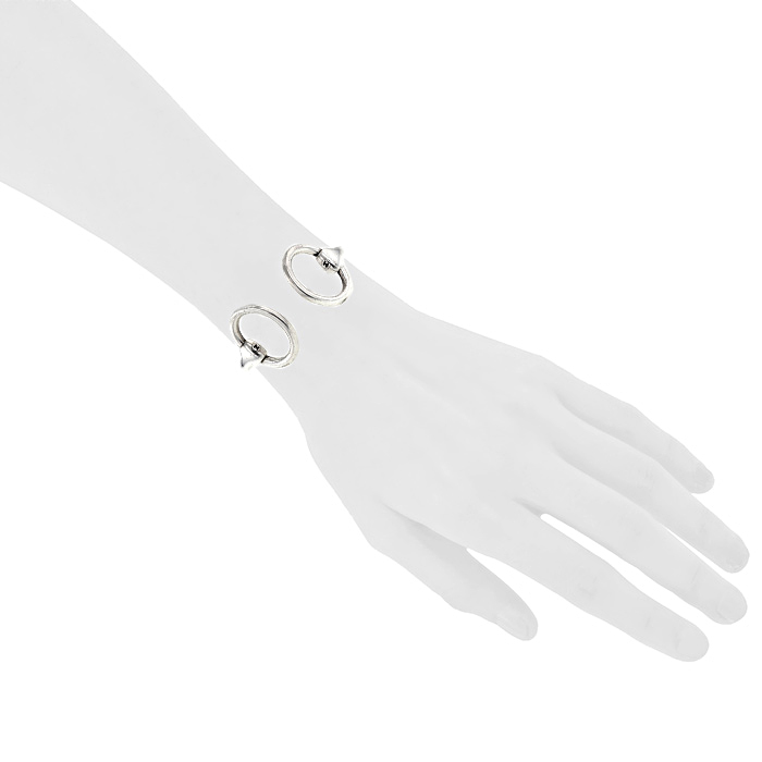 Opening Hermes Nausica large model bracelet in silver - Detail D1
