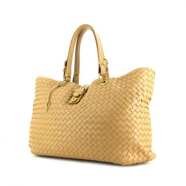 Sac à main Bottega Veneta en cuir tressé beige