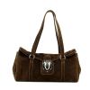 Prada Easy handbag in brown suede - 360 thumbnail