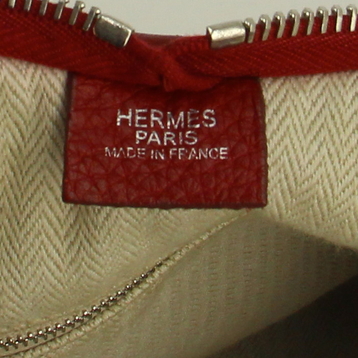 Sac porté épaule Hermes Massai petit modèle en cuir taurillon clémence rouge - Detail D4