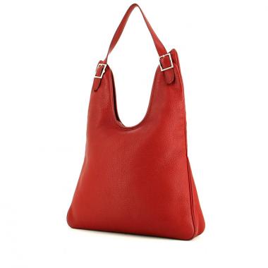 Bolso para llevar al hombro Hermes Massai modelo pequeño en cuero taurillon clémence rojo
